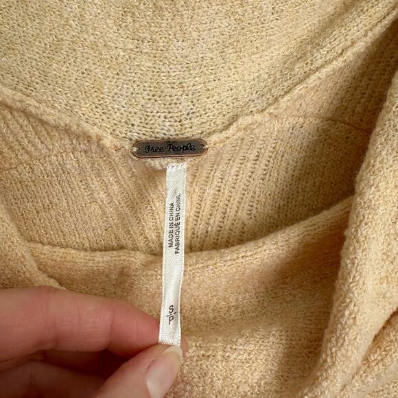 Free People Butter Yellow Wool Blend Cowl Neck Sweater Women's Small - Picture 5 of 7